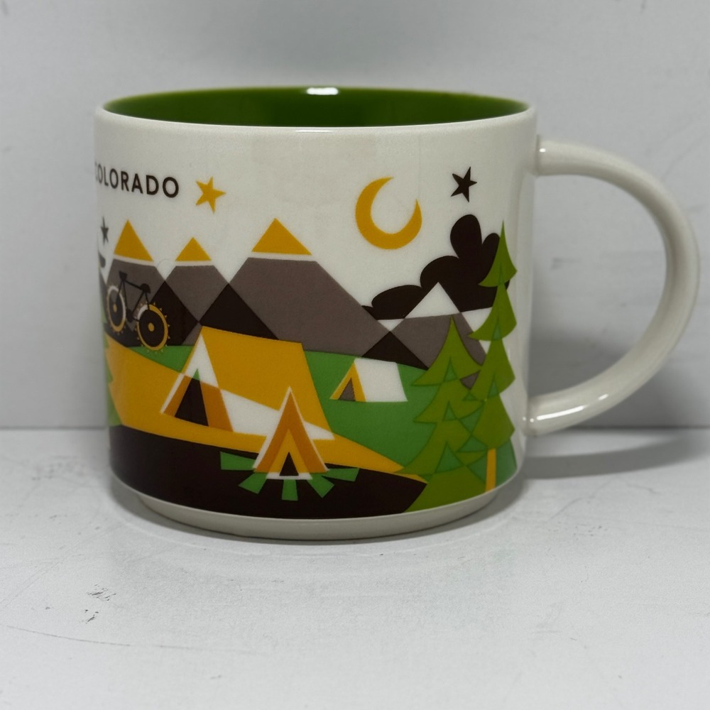 Starbucks You Are Here Collection Colorado Mug 14oz 2017 Mountains Camping Green